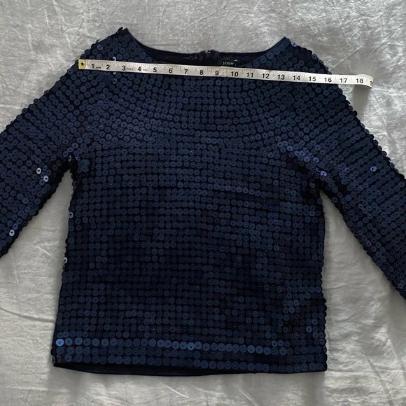NWT J.Crew Navy Sequin Long-Sleeve Top - Picture 11 of 12